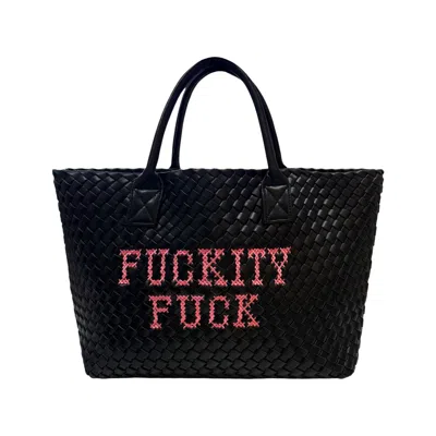 Lilly Loves Women's Black Fuckity Fuck Embroidered Handbag In White