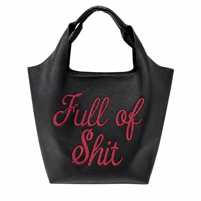 Lilly Loves Women's Black Full Of Shit Burgundy Bucket Bag
