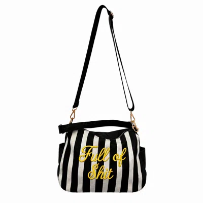 Lilly Loves Women's Black Full Of Shit Stripe Shoulder Bag