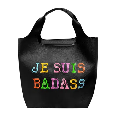 Lilly Loves Women's Black Je Suis Basass Bucket Bag