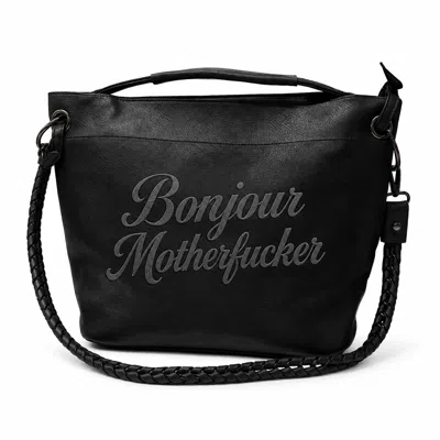 Lilly Loves Women's Black Long Shoulder Bonjour Motherfucker Bag