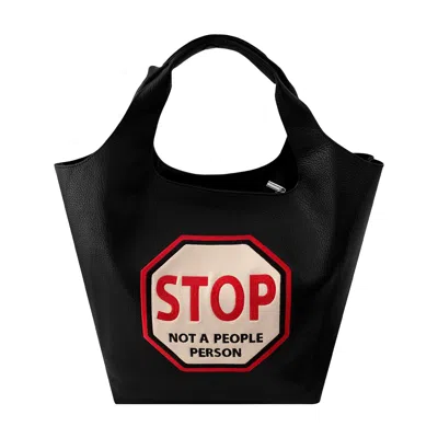 Lilly Loves Women's Black Stop Not A People Person Bucket Bag