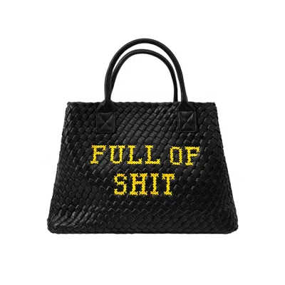 Lilly Loves Women's Black Vegan Full Of Shit Woven Handbag