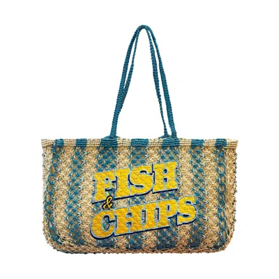 Lilly Loves Women's Blue Fish & Chips Jute Bag