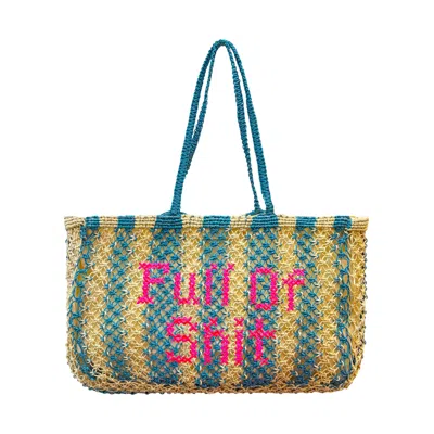 Lilly Loves Women's Blue Full Of Shit Pink Jute Bag
