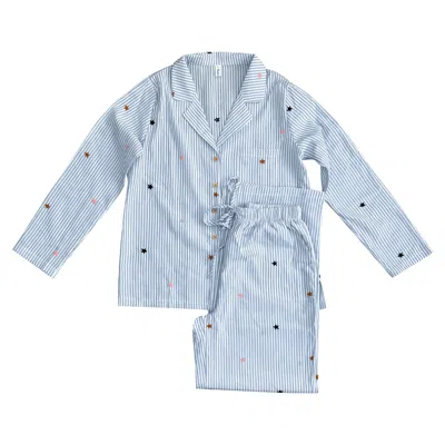 Lilly Loves Women's Blue Star Embroidered Pajamas