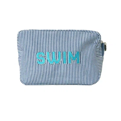 Lilly Loves Women's Blue Swim Stripped Beach Pouch