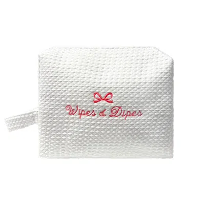 Lilly Loves Women's Bow Wipes And Dipes White Waffle Bag