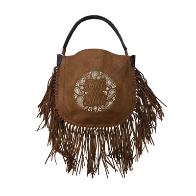 Lilly Loves Women's Brown Full Of Shit Paisley Chocolate Tassel Handbag