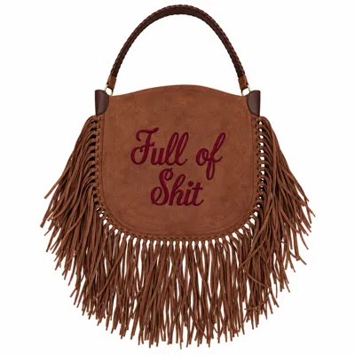 Lilly Loves Women's Brown Full Of Shit Tan Tassel Handbag