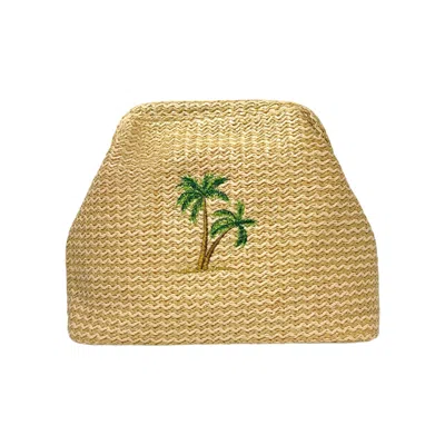 Lilly Loves Women's Brown Palm Tree Straw Clutch