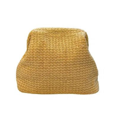 Lilly Loves Women's Brown Straw Contrast Lined Beach Clutch