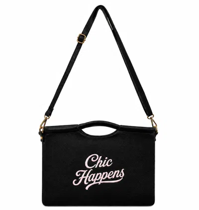Lilly Loves Women's Chic Happens Black Vegan Leather Clutch