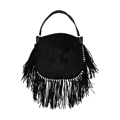 Lilly Loves Women's Full Of Shit  Black Tassel Handbag