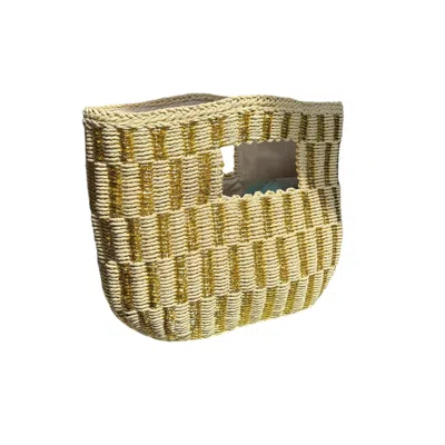 Lilly Loves Women's Gold Metallic Straw Clutch Bag