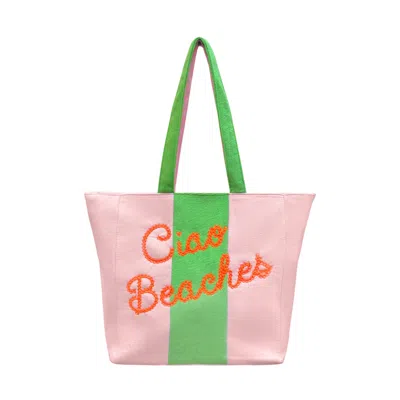 Lilly Loves Women's Green / Pink Ciao Beaches Terry Towel Bag In Multi