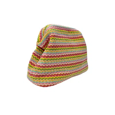 Lilly Loves Women's Green / Yellow Rainbow Woven Beach Clutch Bag In Multi