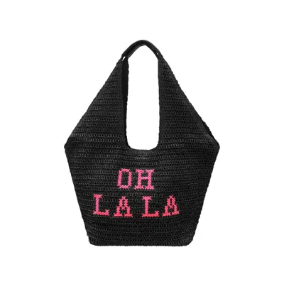 Lilly Loves Women's Oh La La Neon Oversized Black Beach Bag