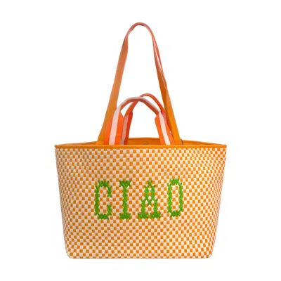 Lilly Loves Women's Orange Embroidered Ciao Summer Bag