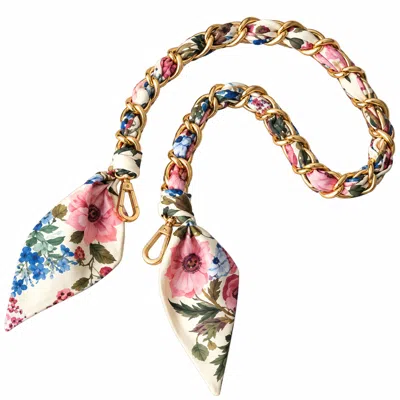 Lilly Loves Women's Pink Floral Franny Scarf Metal Strap