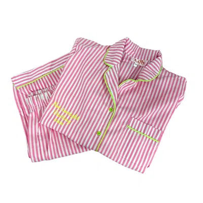 Lilly Loves Women's Pink Not Tonight Darling Embroidered Pyjamas