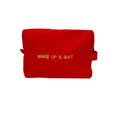 Lilly Loves Women's Red Embroidered Make Up & Shit Make Up Bag