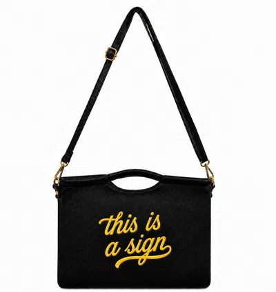 Lilly Loves Women's This Is A Sign Black Vegan Leather Clutch