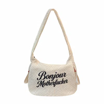 Lilly Loves Women's White Bonjour Motherfucker Gym Bag