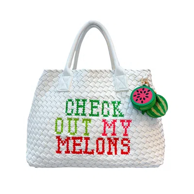 Lilly Loves Women's White Check Out My Melons Handbag