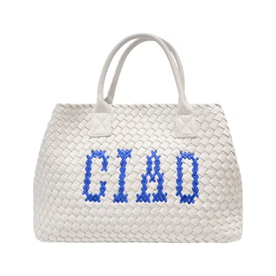 Lilly Loves Women's White Ciao Blue Vegan Handbag