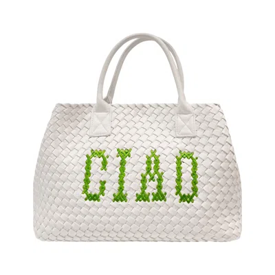 Lilly Loves Women's White Ciao Green Vegan Handbag