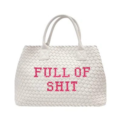 Lilly Loves Women's White / Pink Pink Vegan Full Of Shit Woven Handbag In Multi