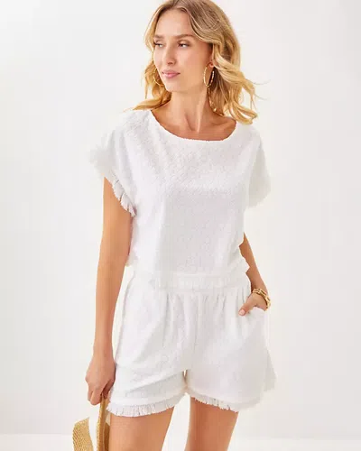Lilly Pulitzer 2.5" Riv Terry Cover-up Short In Resort White Lil Butterfly Pattern
