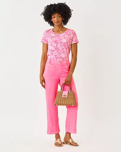Lilly Pulitzer 27" Amiko High Rise Linen Pant In Pink