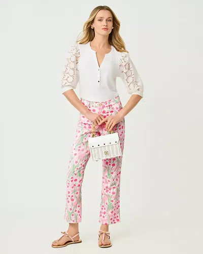 Lilly Pulitzer 27" Annet High Rise Crop Flare Jean In Pink