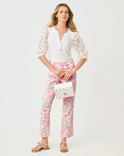 Lilly Pulitzer 27" Annet High Rise Crop Flare Jean In Pink