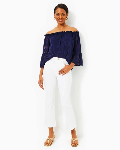 Lilly Pulitzer Annet High Rise Crop Flare Jean In Resort White