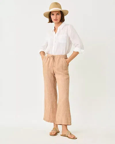 Lilly Pulitzer 27" Brawley Linen Crop Pant In Iced Latte X Resort White