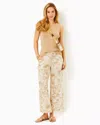 Lilly Pulitzer 27" Brawley Linen Crop Pant In Sand Bar Palm Beach Paradise