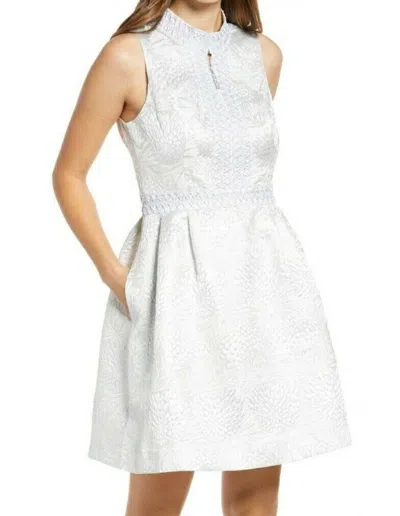 Pre-owned Lilly Pulitzer $278  Franci Dress Seaside Grey Full Bloom Brocade Silver 4