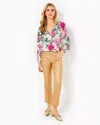 Lilly Pulitzer 28" Liza Shimmer Crop Flare Jean In Gold Metallic