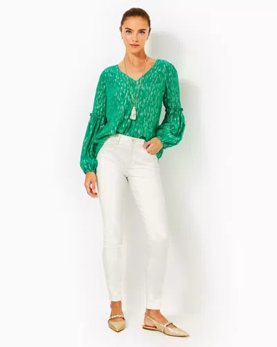 Lilly Pulitzer 29" Eagan Shimmer Denim High Rise Skinny Jean In Coconut Metallic