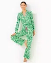 Lilly Pulitzer 30.5" Pajama Knit Pant In Fiddle Leaf Green Lil Escape Plan Pjs