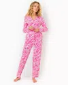 Lilly Pulitzer 30.5" Pajama Knit Pant In Passion Fruit Pink Absolutely Flamazing