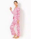 Lilly Pulitzer 30.5" Pajama Knit Pant In Raspberry Rouge Animal Magnetism