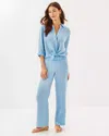 Lilly Pulitzer 31" Deri Linen Palazzo Pant In Blue Peri X Resort White