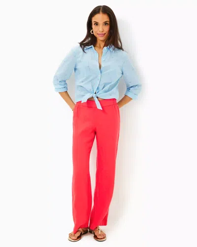 Lilly Pulitzer 31" Deri Linen Palazzo Pant In Mizner Red