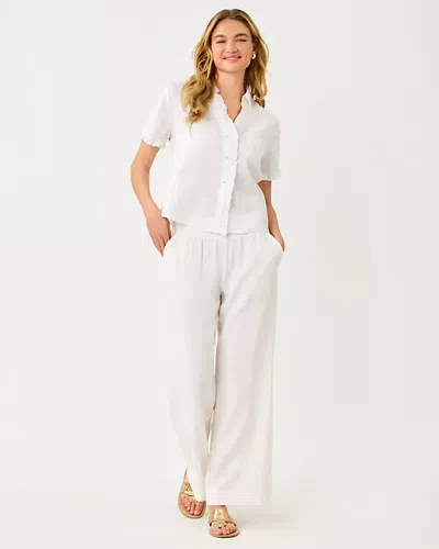 Lilly Pulitzer 31" Mirabella High Rise Linen Palazzo Pant In White