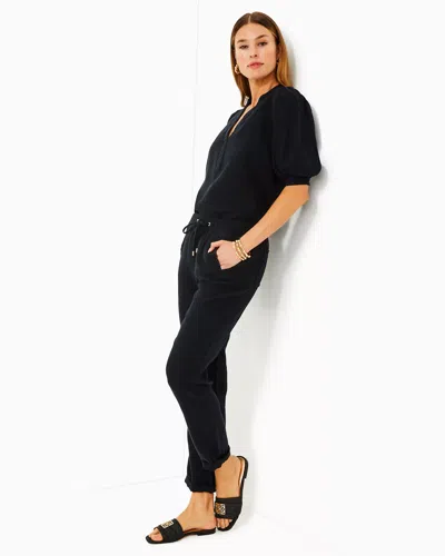 Lilly Pulitzer 31" Taron Mid-rise Linen Pant In Noir X Noir