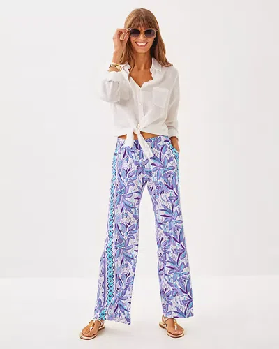 Lilly Pulitzer 32" Bal Harbour Palazzo Pant In Tropicalia Purple Elephant In The Bloom Engineered Bottom